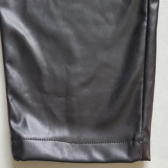 SM Wet Seal Dark Black Faux Leather Trousers Y2K - Picture 7 of 9